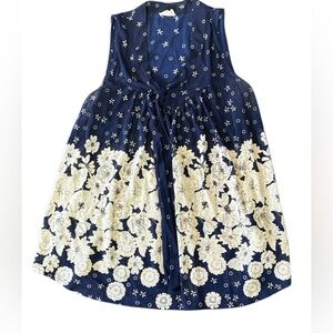 Floral Sleeveless Dress in Navy and Cream